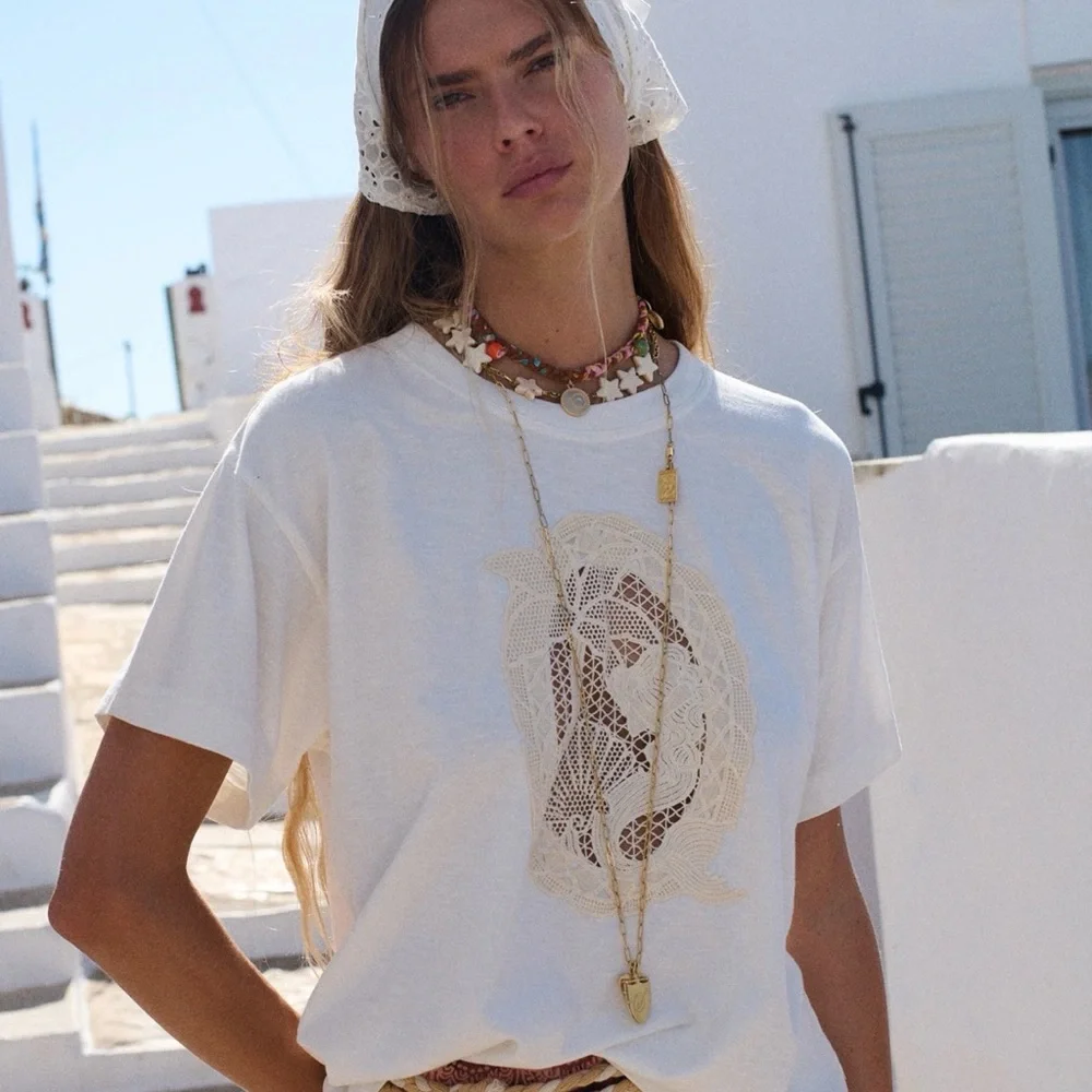 Spell The Mermaid Cove Appliqué Tee in White Sands - Picture 4 of 10